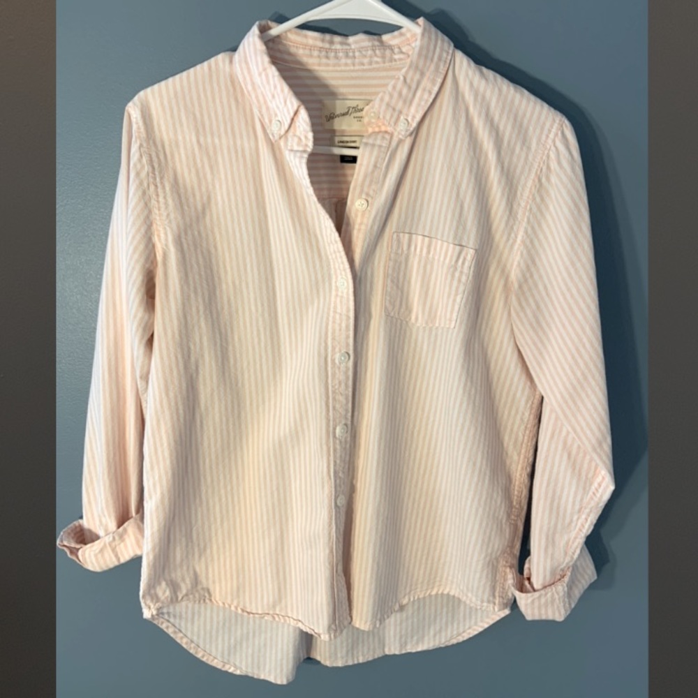 Pink and white pin stripe button down